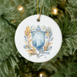 Romantic Classic Blue Monogram Crest Wedding Ceramic Ornament<br><div class="desc">Romantic Blue Monogram Crest Wedding keepsake ornament. This design is part of a classy and elegant monogram wedding collection with more matching items.</div>