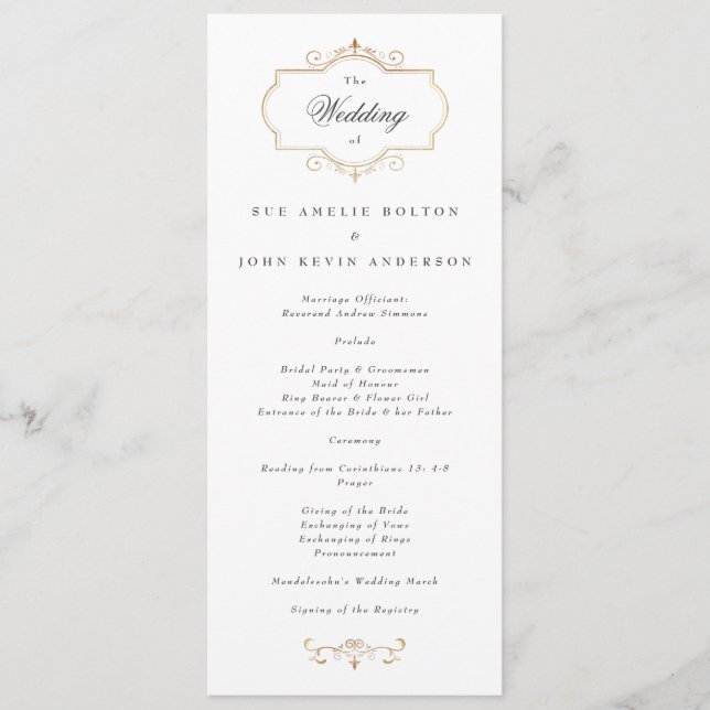 romantic classic gold monogram wedding invitation (Front)