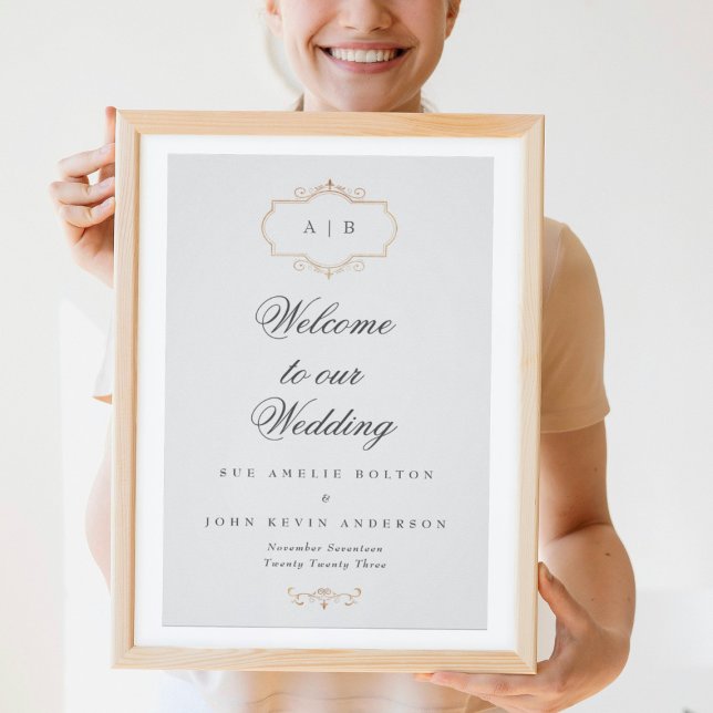 romantic classic gold monogram wedding poster (Creator Uploaded)