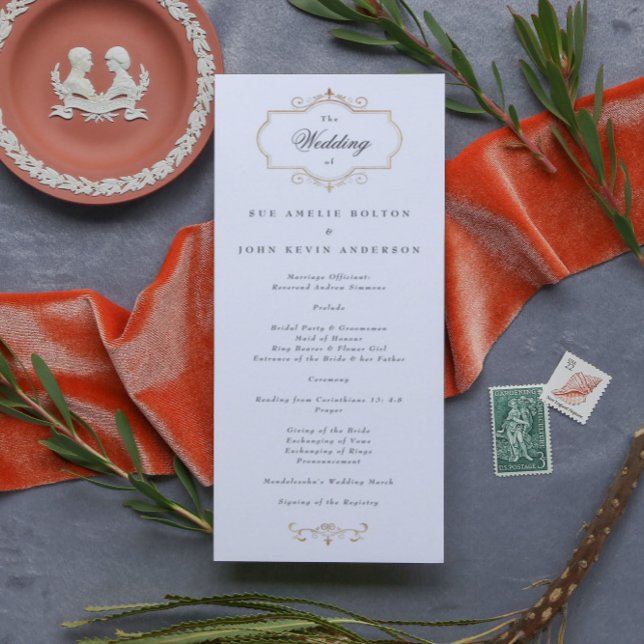 romantic classic gold monogram wedding program (Creator Uploaded)