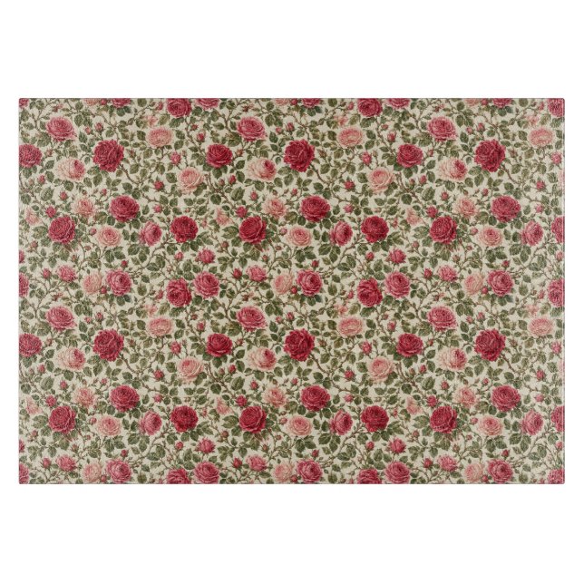 Romantic Classic Rose Vine Art Cutting Board (Front)