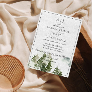 Romantic Classic Script Rustic Wedding Invitation