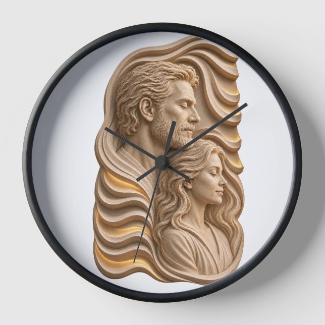 Romantic Classical couple Relief Art Clock (Front)