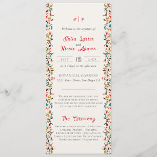 Romantic Classical Pearl Swan Floral Frame Wedding Program