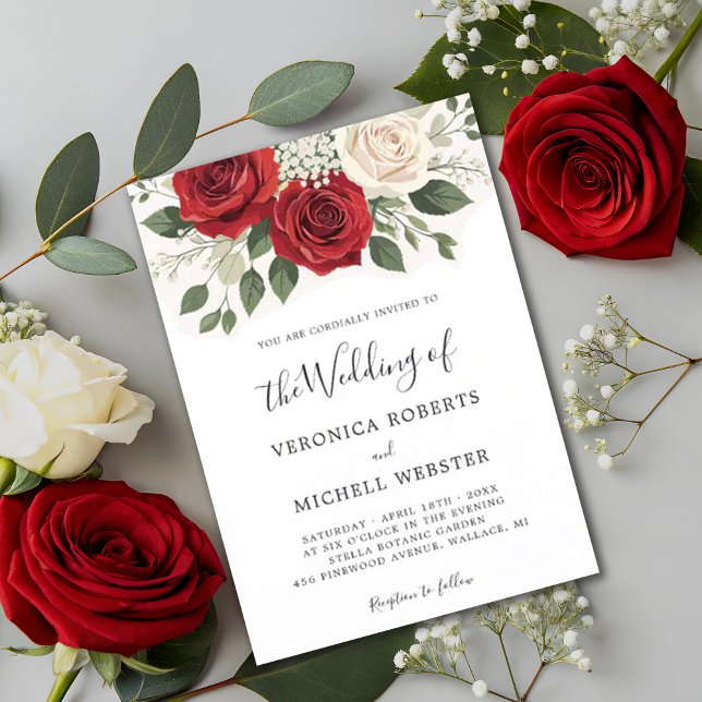 Romantic Classy and Beautiful Floral Rose Wedding Invitation (Creator Uploaded)