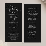 Romantic Classy Calligraphy Wedding Black Ceremony Program<br><div class="desc">This black and white wedding ceremony program features elegant,  romantic swirly calligraphy lettering with a formal script. For more advanced customisation of this design,  please click the BLUE DESIGN TOOL BUTTON above!</div>