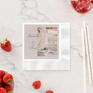 Romantic Coastal Beach Wedding Personalized Script Napkin