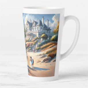 Romantic Coastal Cottage Sunset Stroll Latte Mug
