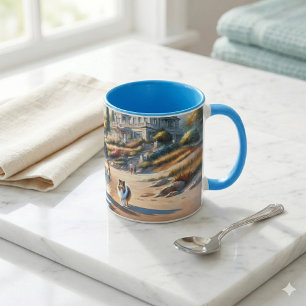 Romantic Coastal Cottage Sunset Stroll Mug