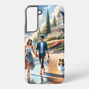 Romantic Coastal Cottage Sunset Stroll Samsung Galaxy Case