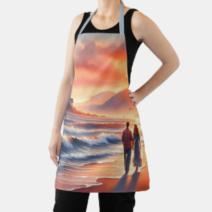 Romantic Coastal Sunset Lighthouse Walk Apron