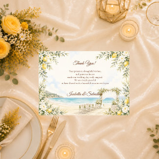 Romantic Coastal Wedding Thank You Card