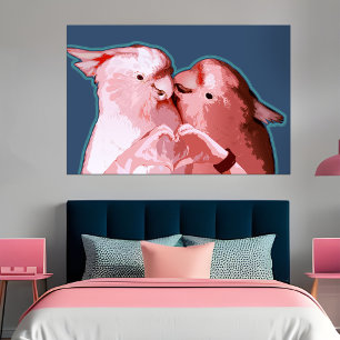 Romantic Cockatoos Playful Pop Art Fun Bird Lovers Poster