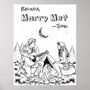 Romantic Coloring Page   Marry Me? Poster