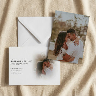 Romantic colour photo gradient wedding invitation