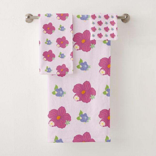 Romantic Colourful Floral Pattern Trendy  Bath Tow Bath Towel Set (Insitu)