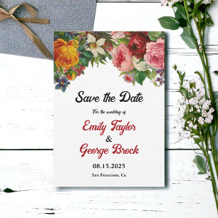 Romantic Colourful Roses Elegant Floral Wedding Save The Date