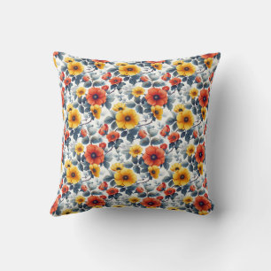 Romantic Colourful Vintage Chic Floral Pattern Cushion