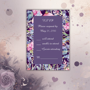 romantic colourful wildflower greenery wedding RSV RSVP Card