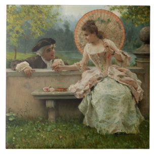 Romantic Conversation in the Park Ceramic Tile