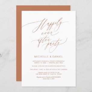 Romantic Copper Script, Wedding Elopement Invitation