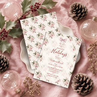 Romantic Coquette Christmas Brunch Florals TMF26 Invitation