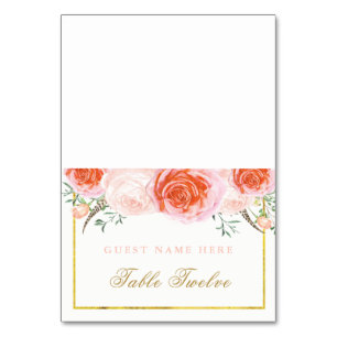 Romantic Coral and Pink Escort Cards