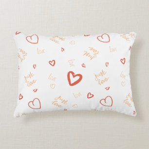 Romantic Coral Heart Doodle Pattern Art Decorative Cushion