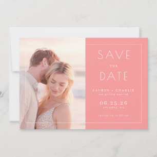 Romantic Coral Minimalist Photo Save The Date
