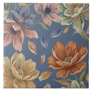 Romantic Cottage Flowers Ceramic Tile