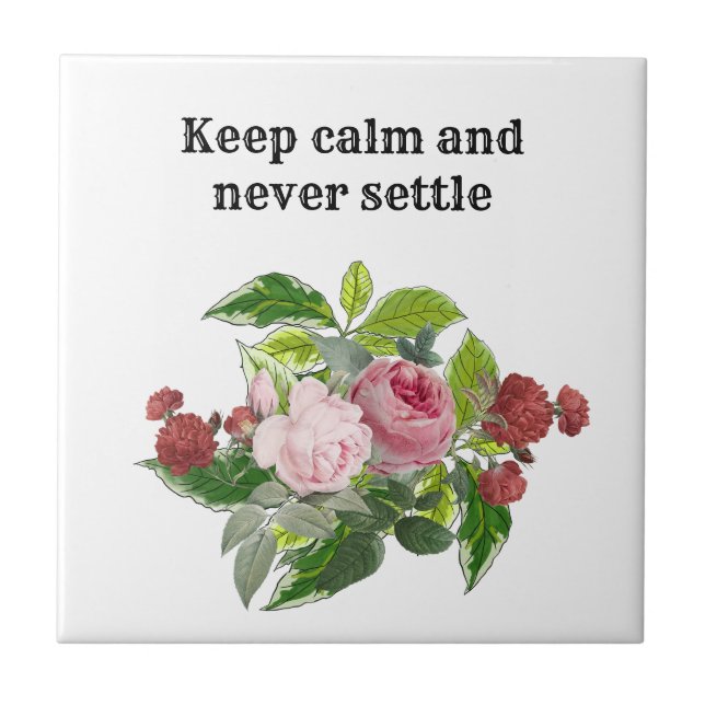 Romantic Cottagecore Floral Design Ceramic Tile (Front)