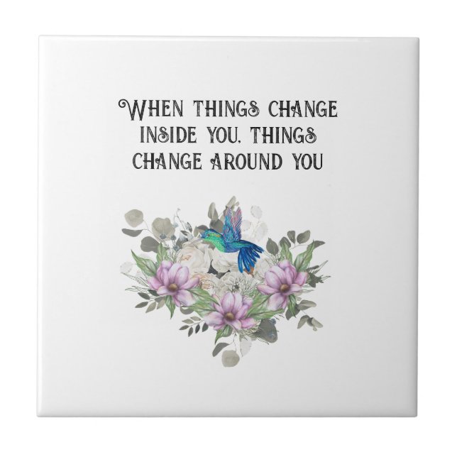Romantic Cottagecore Floral Design Ceramic Tile (Front)