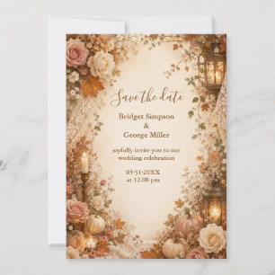Romantic Cottagecore rustic Autumn Wedding Invitation