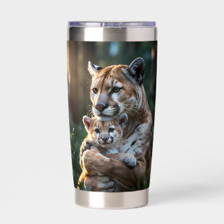 Romantic Cougar Father and Cub Mug – Wildlife Love Insulated Tumbler