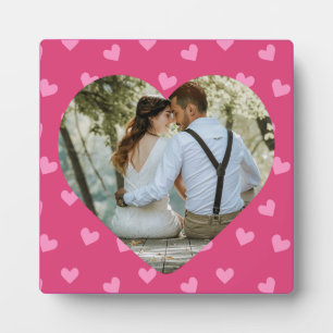 Romantic couple 1 Photo pink heart Valentine gift Plaque