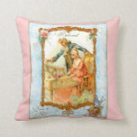 Romantic Couple at Harpsicord & Bluebird Cushion<br><div class="desc">Lovely antique painting of a couple in 18th century at a piano or harpsicord. Framed in gold with pink roses on a background of light blue, this is very romantic and delicate for a keepsake for weddings, engagements, etc. Perfect for a Valentine's day gift also. The picture is framed in...</div>