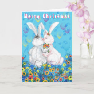 Romantic Couple Bunny Christmas Card