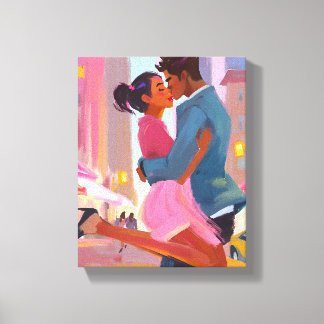 Romantic Couple Canvas Art – Vibrant Love in the C