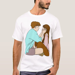 Romantic Couple Cartoon Art. T-Shirt