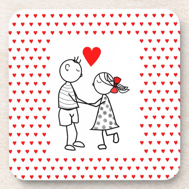 Romantic Couple Coaster Love Hearts (Front)