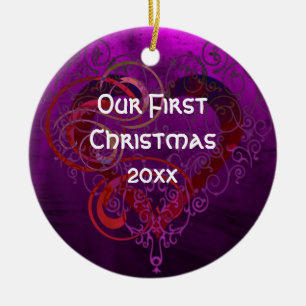 Romantic Couple Custom Year Holiday Ornament