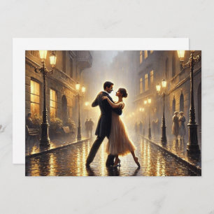 Romantic Couple dancing in the rain Holiday Card