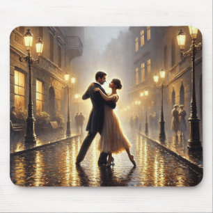 Romantic Couple dancing in the rain Mouse Pad