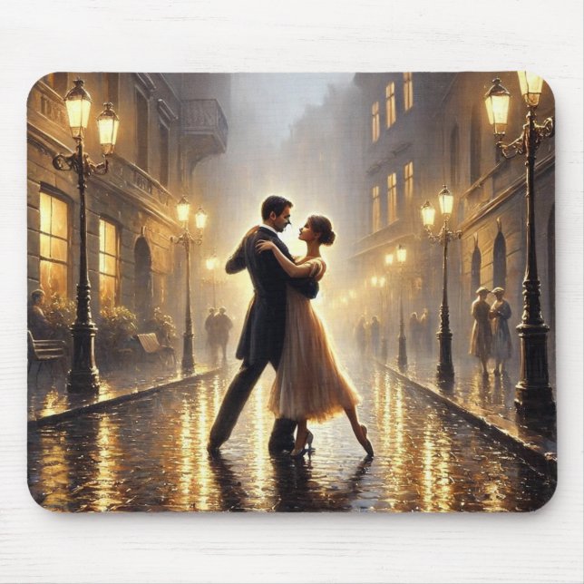 Romantic Couple dancing in the rain Mouse Pad (Front)