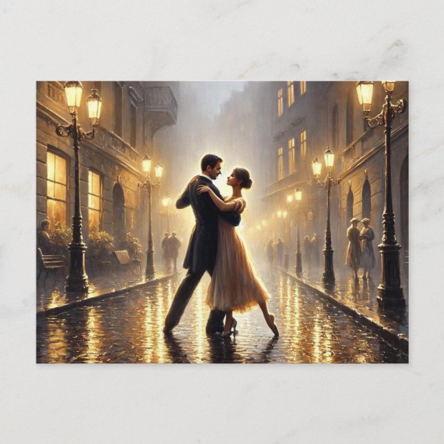 Romantic Couple dancing in the rain Postcard (Front)