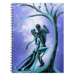 Romantic Couple Dancing the Tango blue Notebook