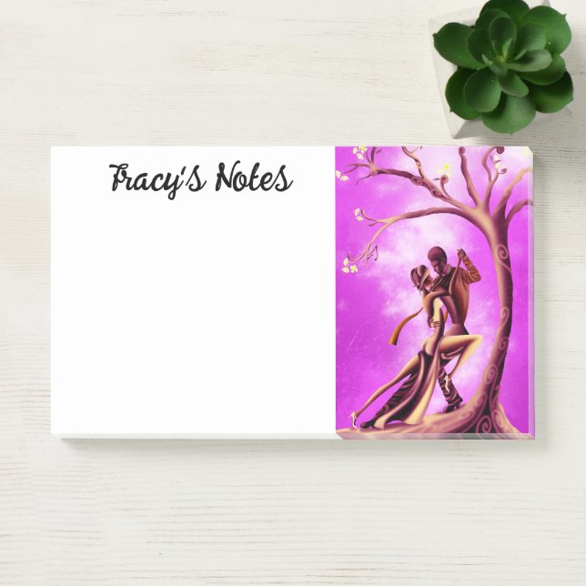 Romantic Couple Dancing the Tango Pink Post-it Notes (Office)