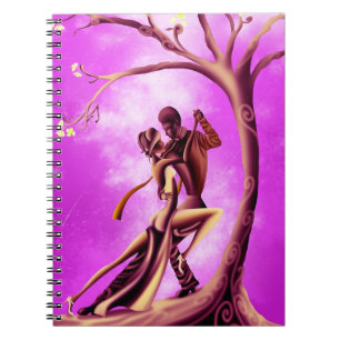 Romantic Couple Dancing the Tango Pink Yellow Notebook