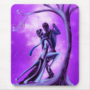 Romantic Couple Dancing the Tango purple Mouse Pad
