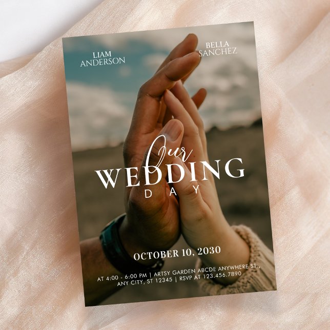 Romantic couple hands photo wedding invitation (Creator Uploaded)